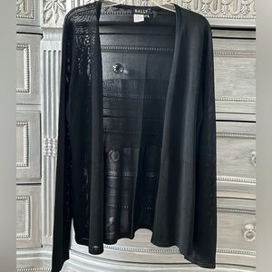 BALLY Women’s Black Open Front Cardigan Size 6 100% Rayon EUC